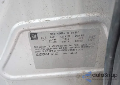 2015 Buick Lacrosse Premium Ii from USA, damaged, VIN 1G4GF5G39FF231197